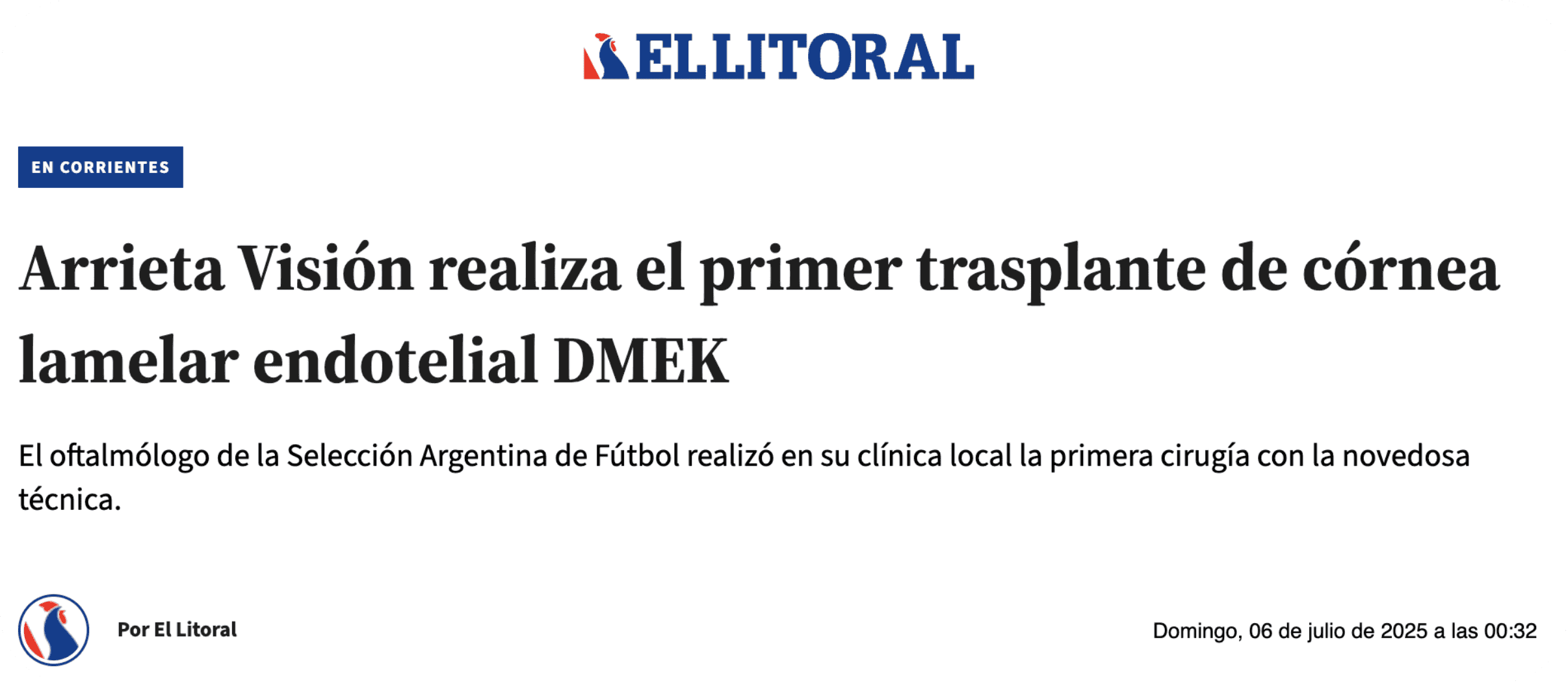 Nota Diario Pionero DMEK